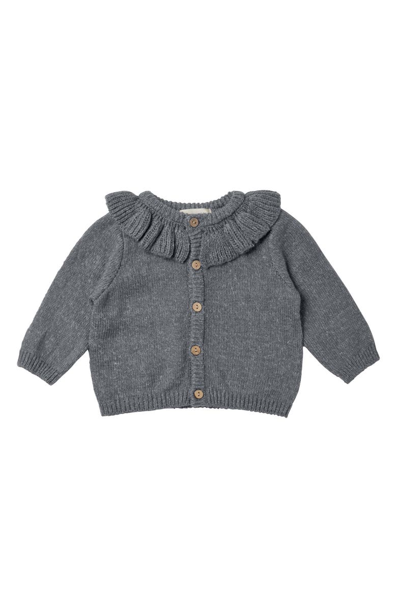 Rylee + Cru Ruffle Collar Organic Cotton & Linen Cardigan, Main, color,