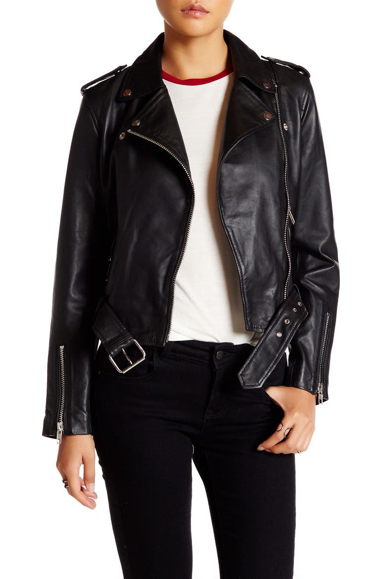 Allison Leather Moto Jacket, Main, color, BLACK