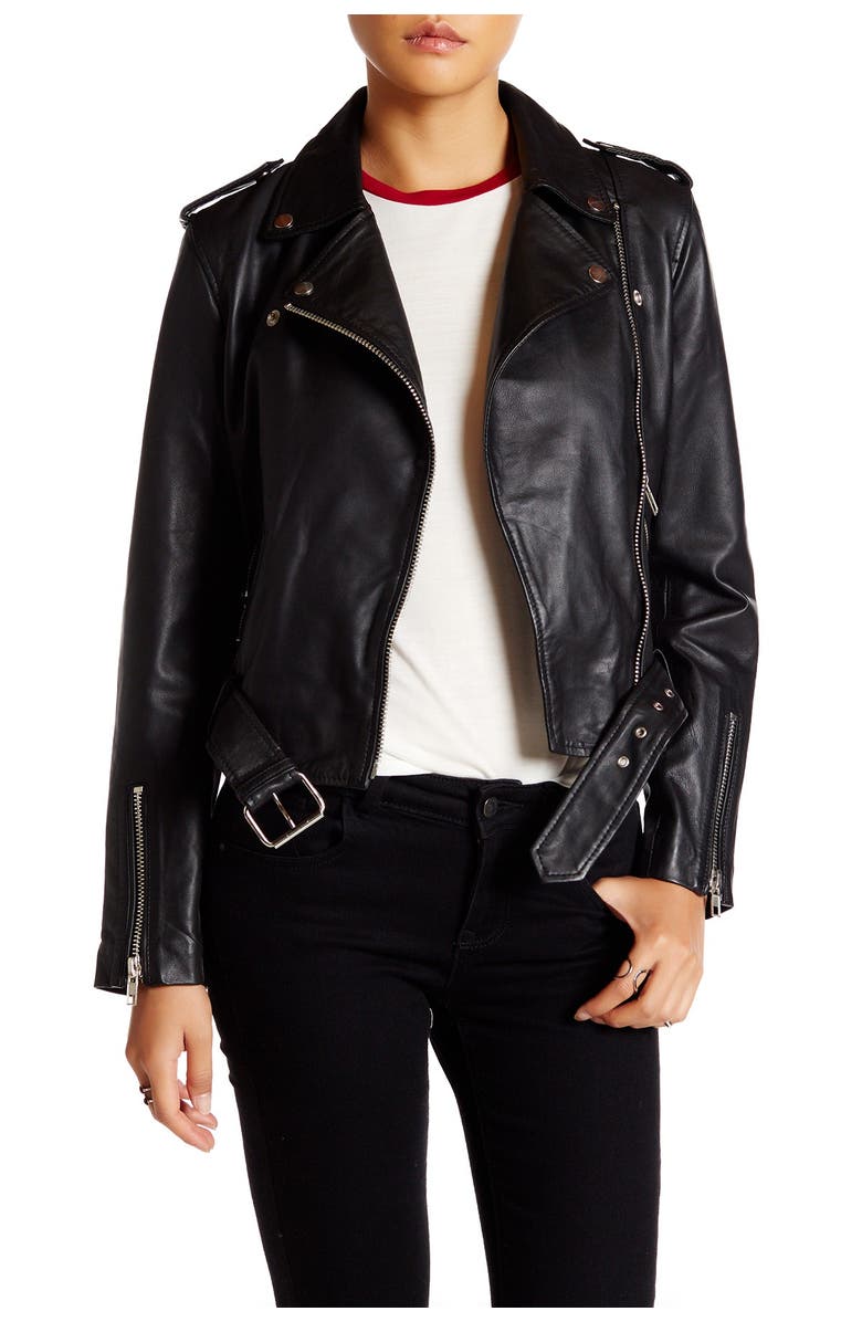 Walter Baker Allison Leather Moto Jacket, Main, color, Black