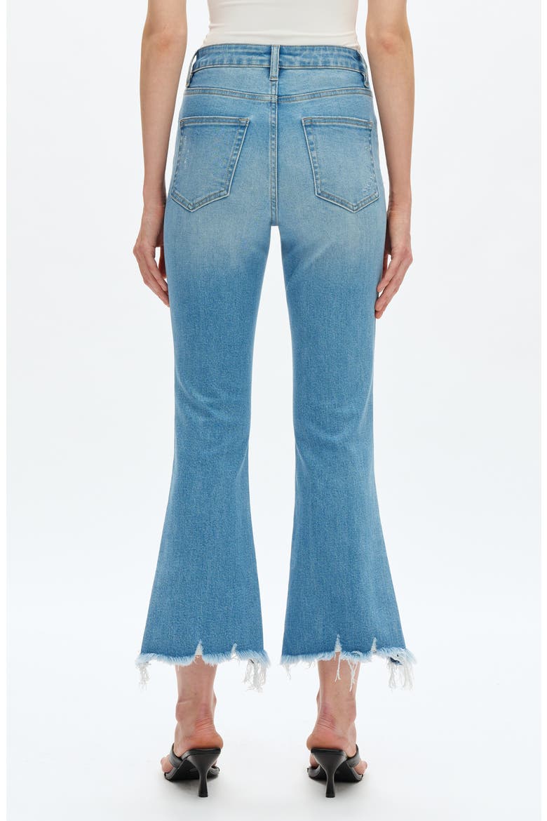 High Waist Fray Hem Ankle Flare Jeans, Alternate, color, LIGHT BLUE