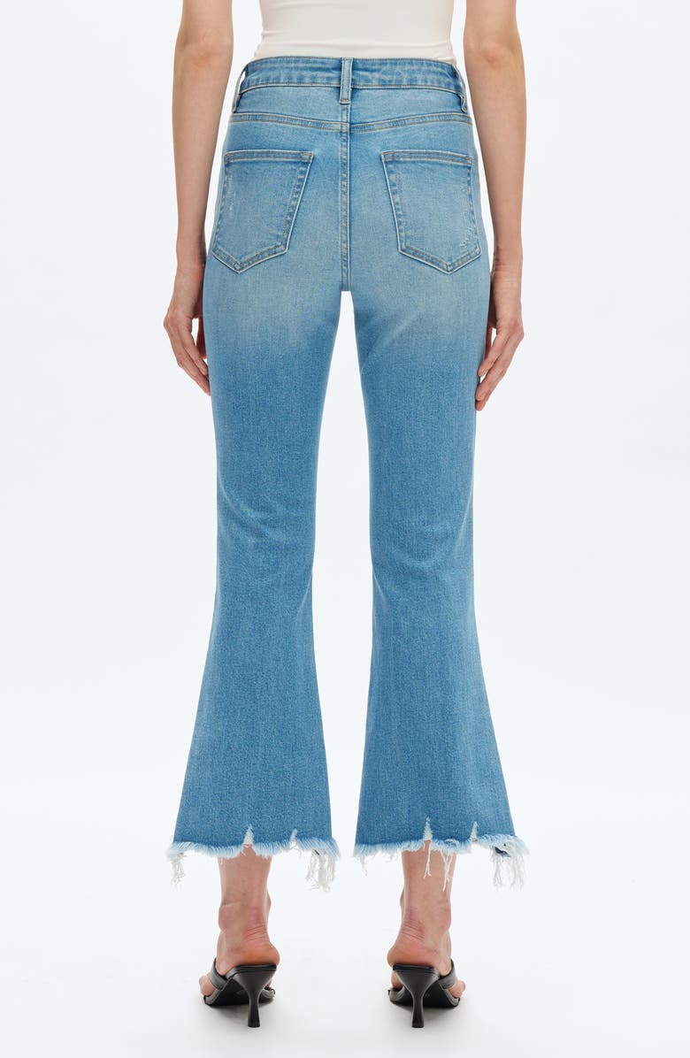Bayeas High Waist Fray Hem Ankle Flare Jeans, Alternate, color, Light Blue