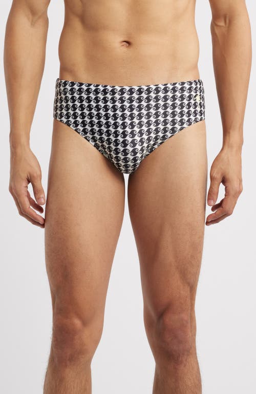 Boardies Sea Hound Wave Print Swim Briefs In Black/cream