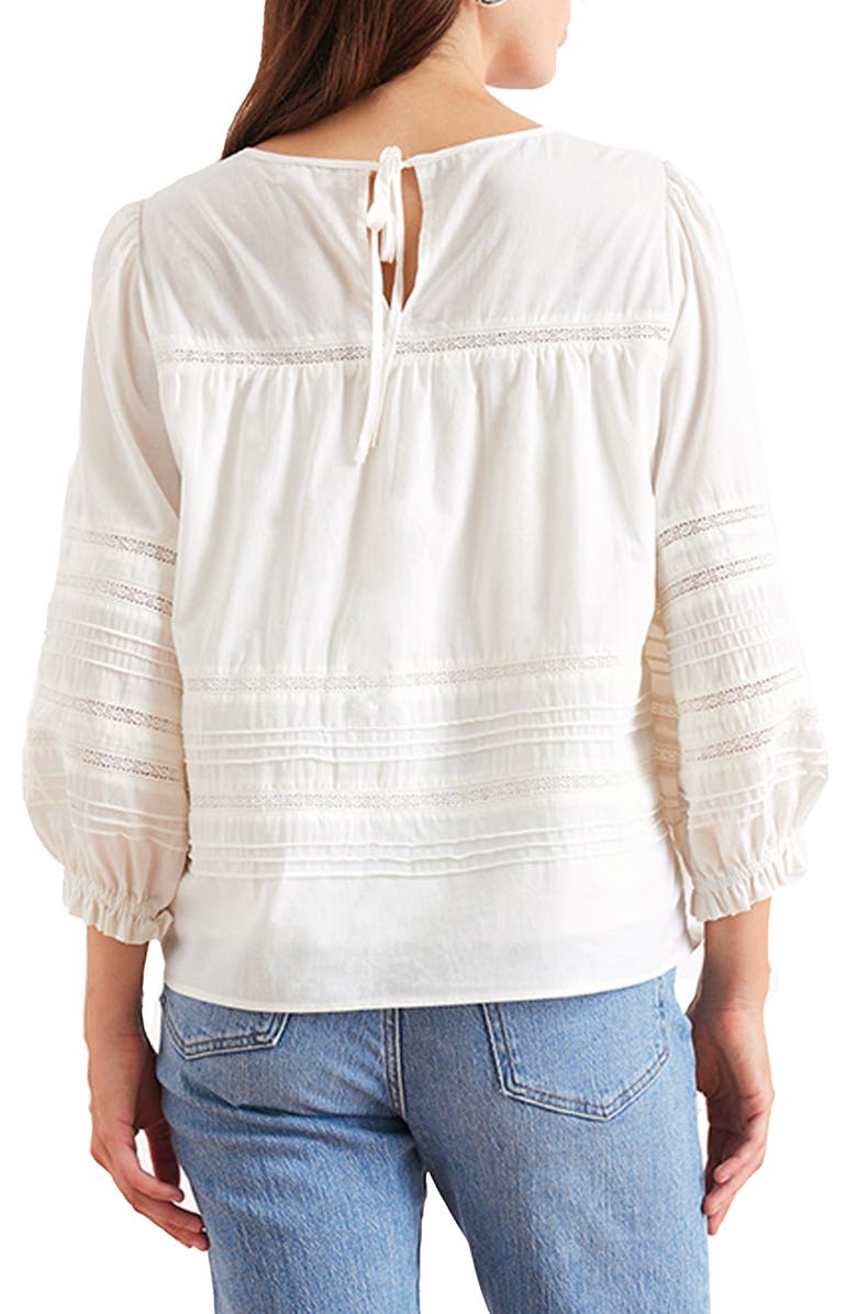 Paneros Clothing Dawn Lace Inset Cotton Blouse, Alternate, color, Off White