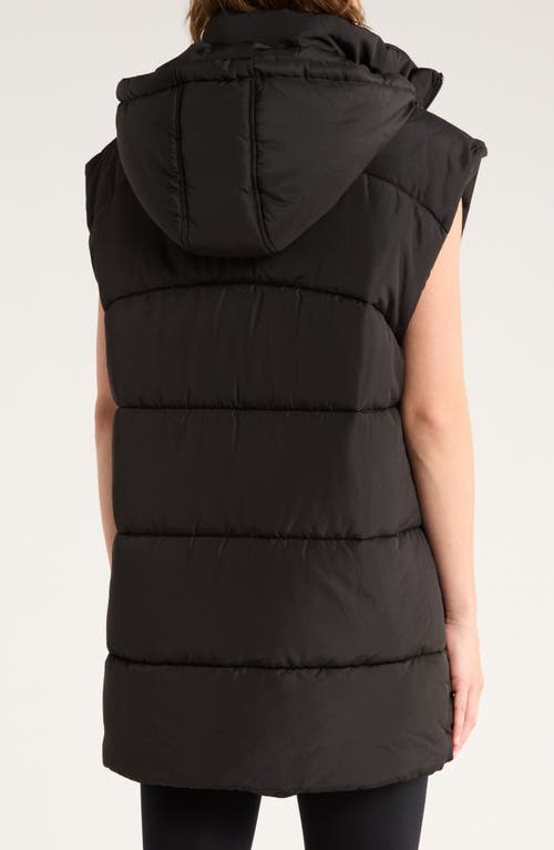 Z By Zella Hooded Long Quilted Vest In Brown