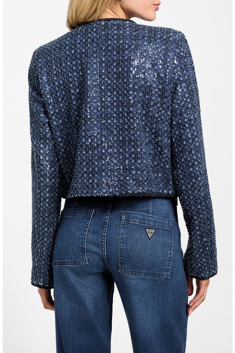 Elisa Sequin Crop Jacket, Alternate, color, BLUE
