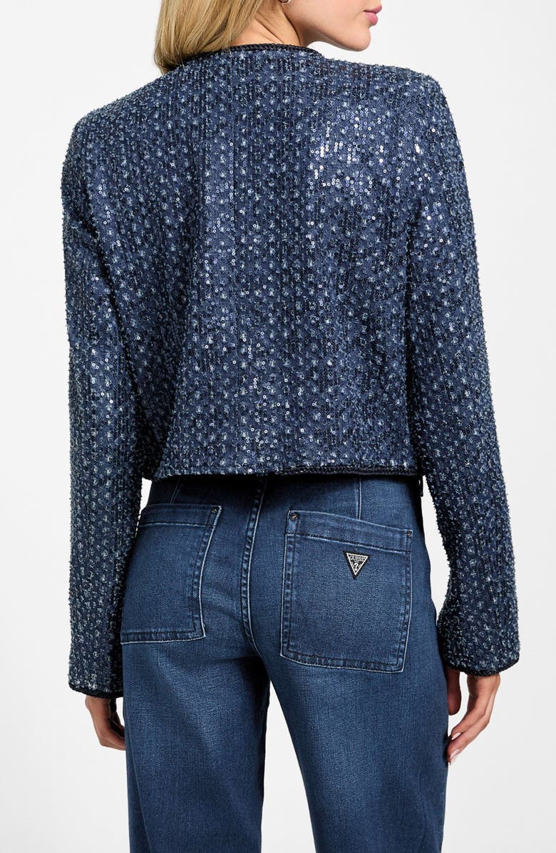 GUESS Elisa Sequin Crop Jacket, Alternate, color, Blue