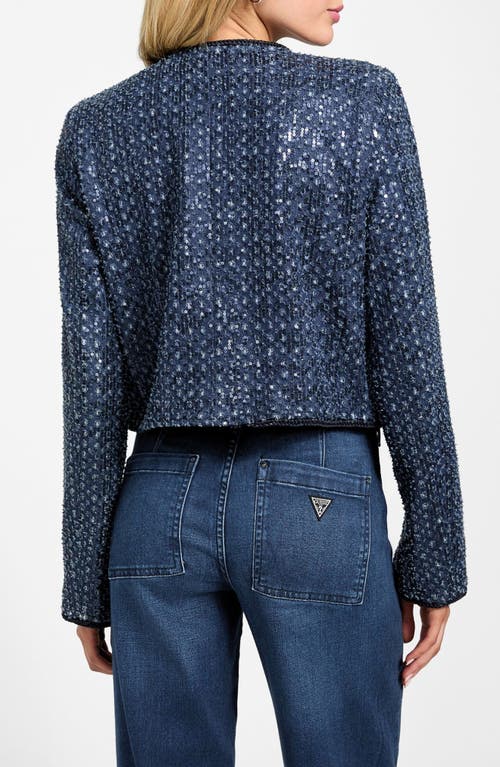 Guess Elisa Sequin Crop Jacket In Blue