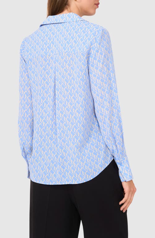 Halogen ® Geo Print Crepe Button-up Shirt In Blue