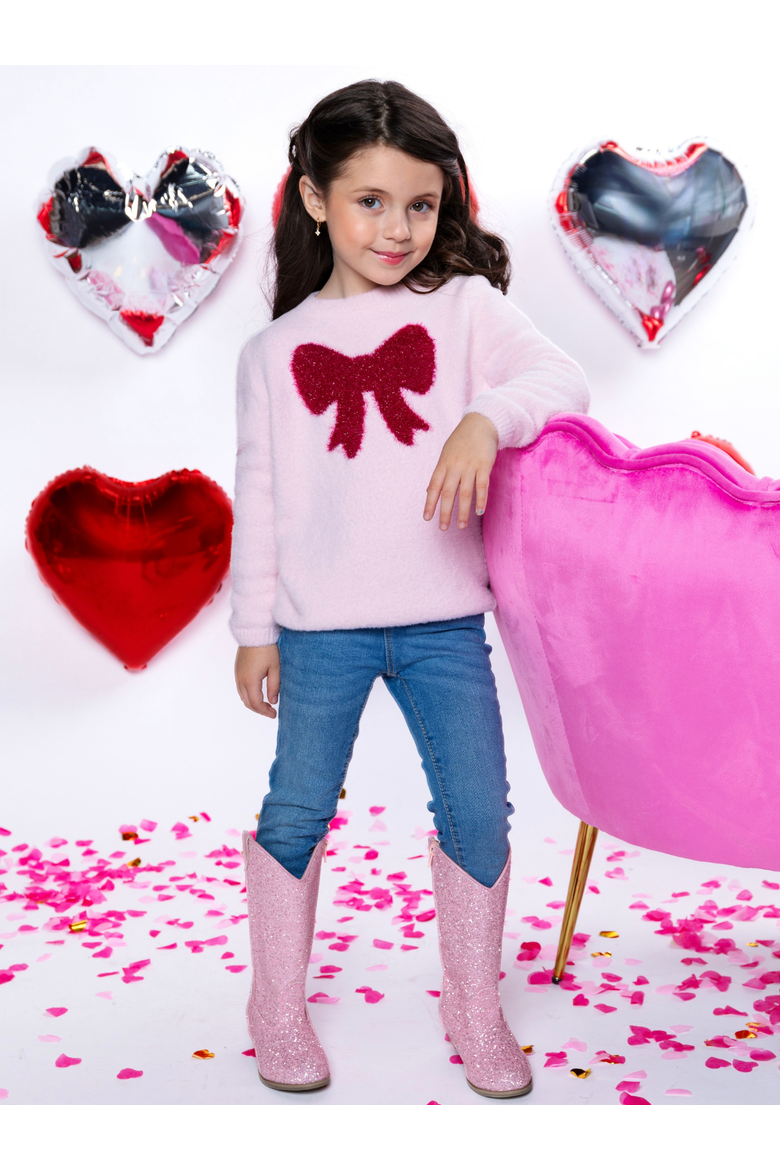 Sweet Bow Knit Sweater, Alternate, color, Pink