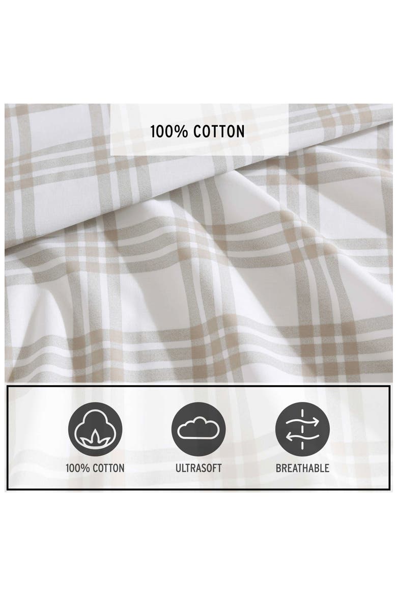 Basic Plaid Sheet Set, Alternate, color, WHITE/ SADDLE BEIGE