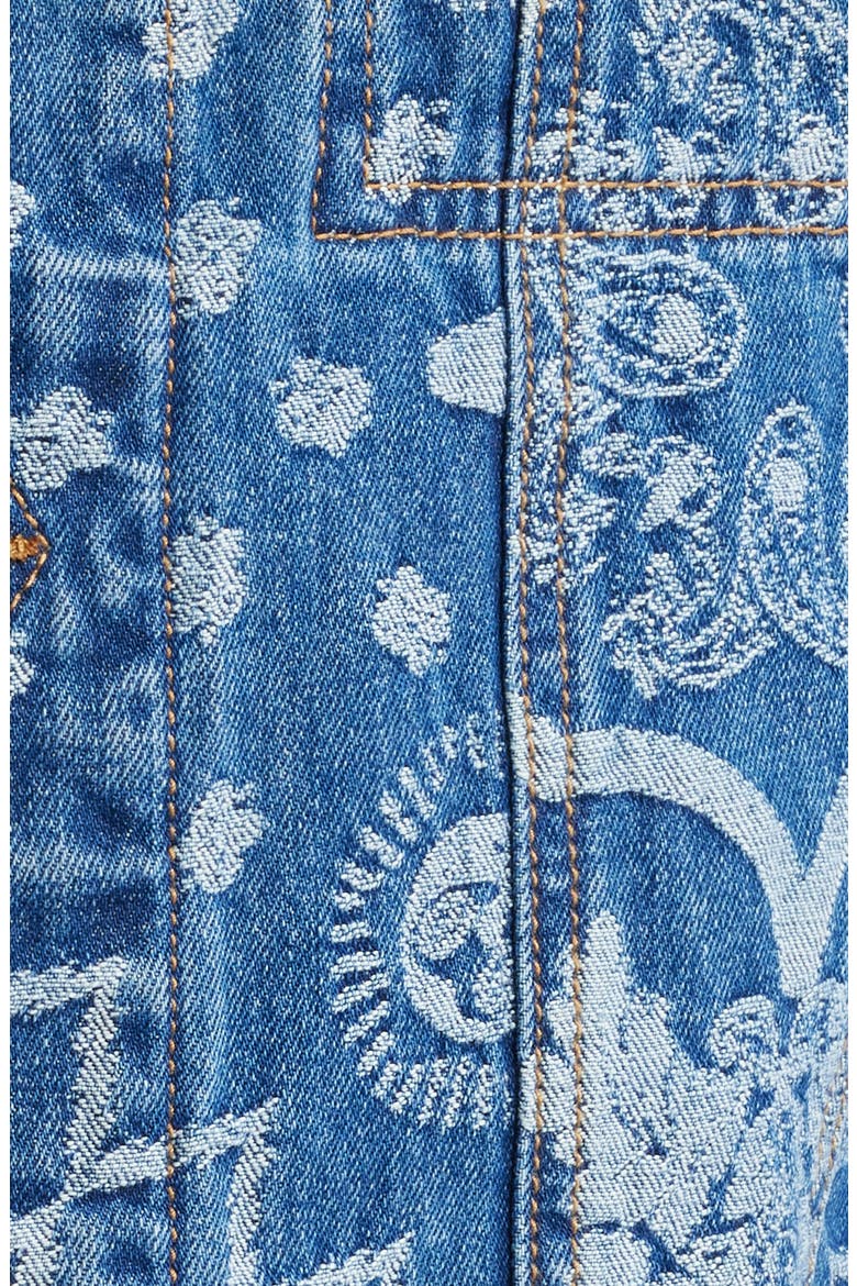 Blue Dreams Floral Jacquard Denim Trucker Jacket, Alternate, color, DODGER
