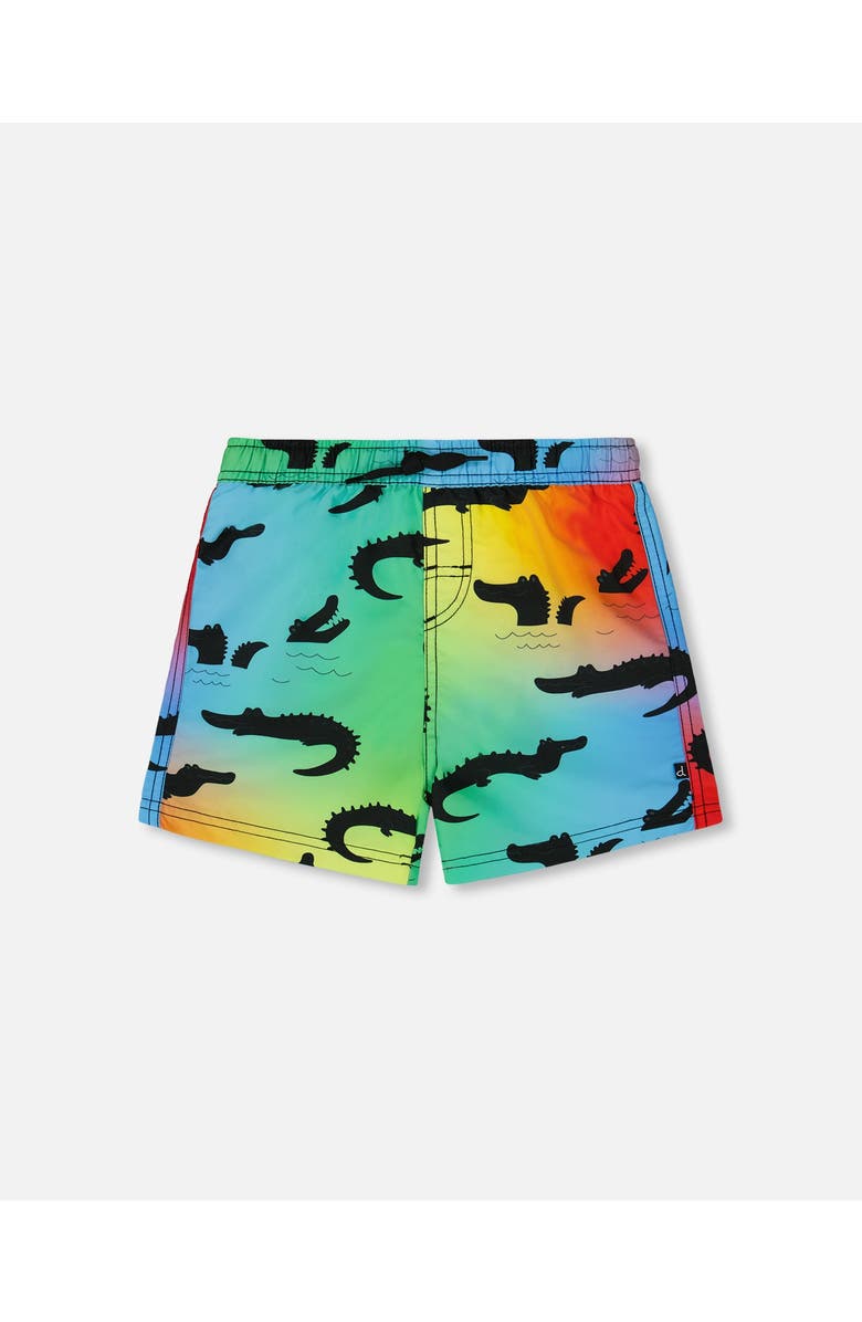 Deux par Deux Boy's Printed Boardshorts Multicolored Crocodile, Main, color,