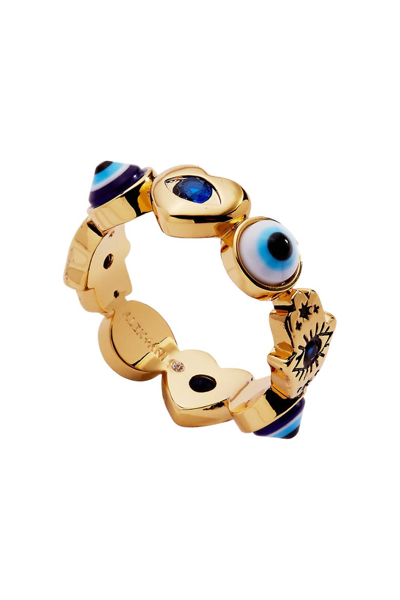 Evil Eye Band Ring, Main, color, Gold Blue