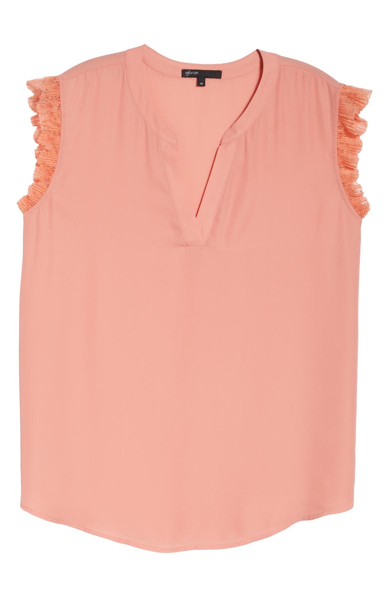 GIBSONLOOK Gibson x City Safari Roselyn Weaver Split Neck Lace Trim Top, Alternate, color, 