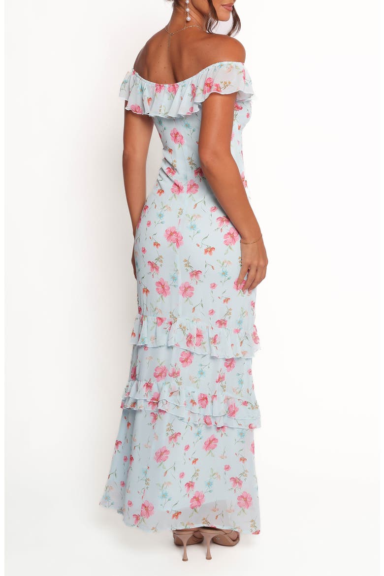 Irelynn Off the Shoulder Maxi Dress, Alternate, color, BLUE FLORAL