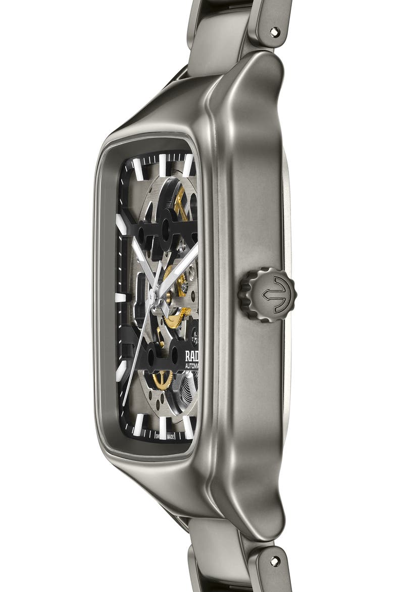True Square Skeleton Automatic Ceramic Bracelet Watch, 38mm, Alternate, color, GRAY