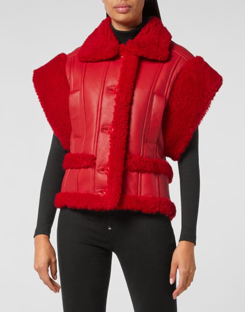 Shearling Sleveless Vest Gothic Plein Women