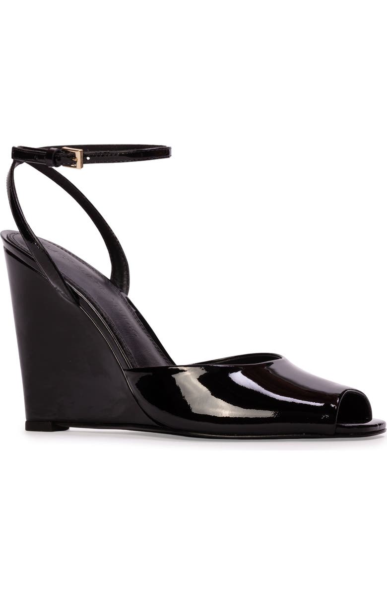 BLACK SUEDE STUDIO Idetta 100 Wedge Sandal, Alternate, color, Black Patent Leather