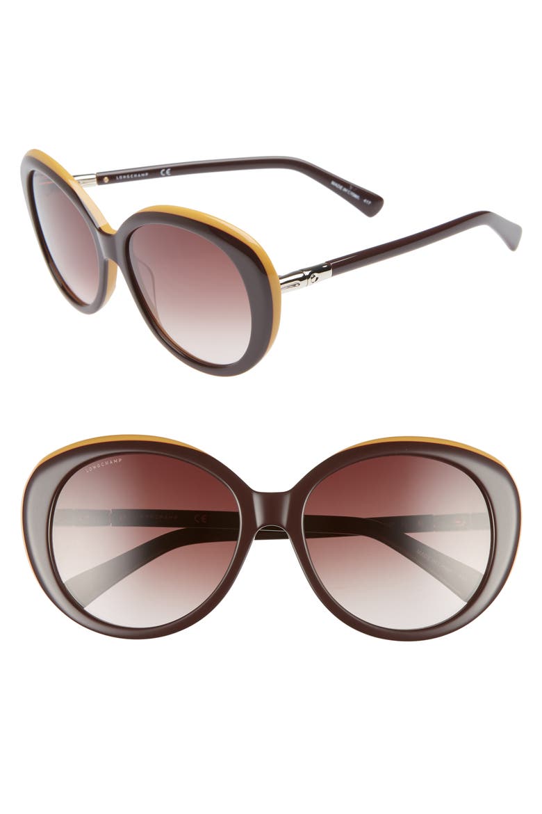 57mm Gradient Oval Sunglasses, Main, color, WINE/ OCHRE
