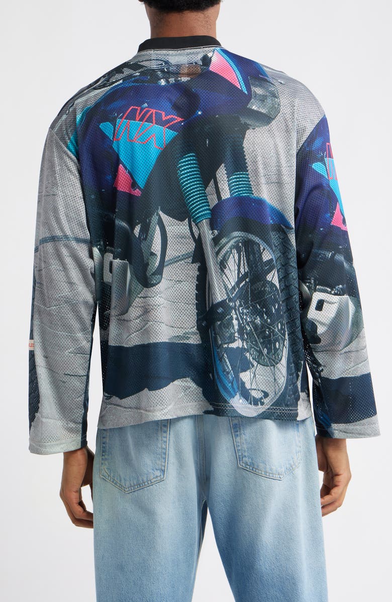 JUNGLES Marseille Boxy Moto Mesh Jersey Top, Alternate, color, Multi