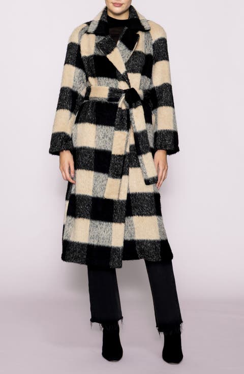Buffalo Plaid Fuzzy Trench Coat
