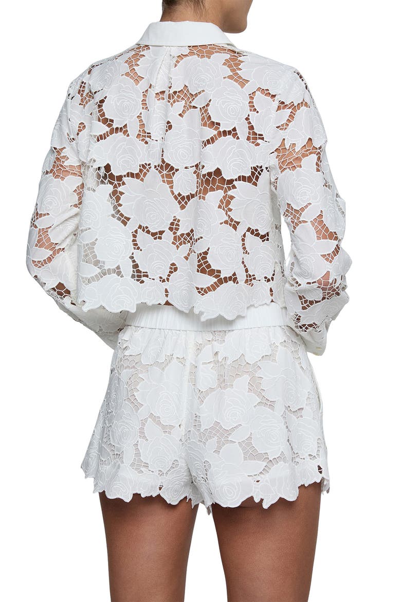 Seychelle Cutwork Crop Button-Up Shirt, Alternate, color, IVORY