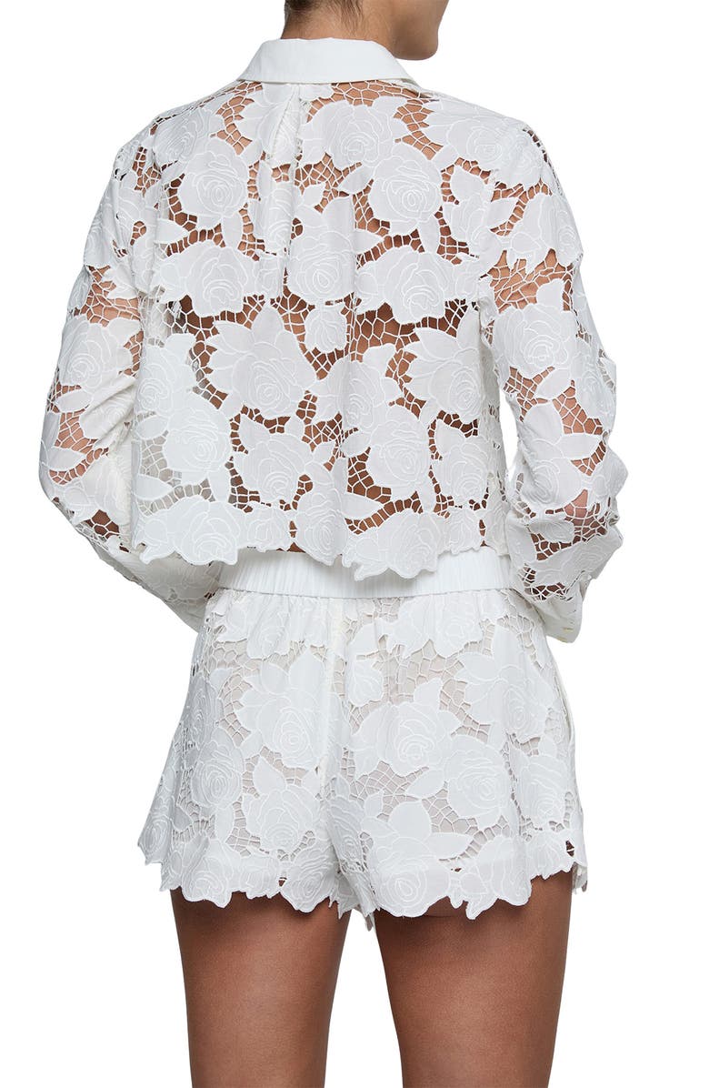 L'AGENCE Seychelle Cutwork Crop Button-Up Shirt, Alternate, color, Ivory
