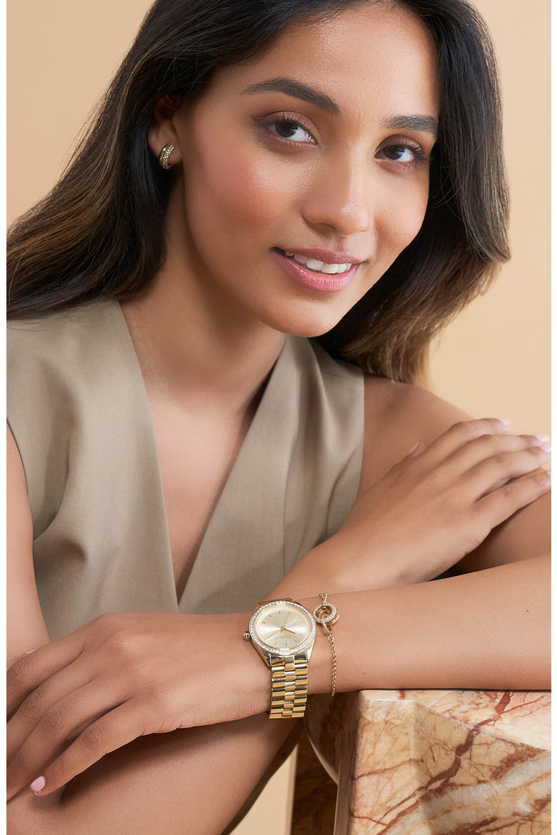 Bejewelled Bracelet Watch, 34mm, Alternate, color, GOLD