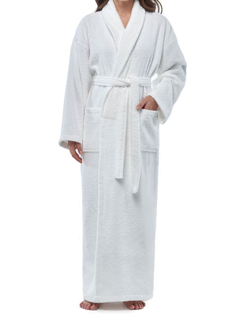 Womens Classic Shawl Collar Ankle Length Terry Bathrobe