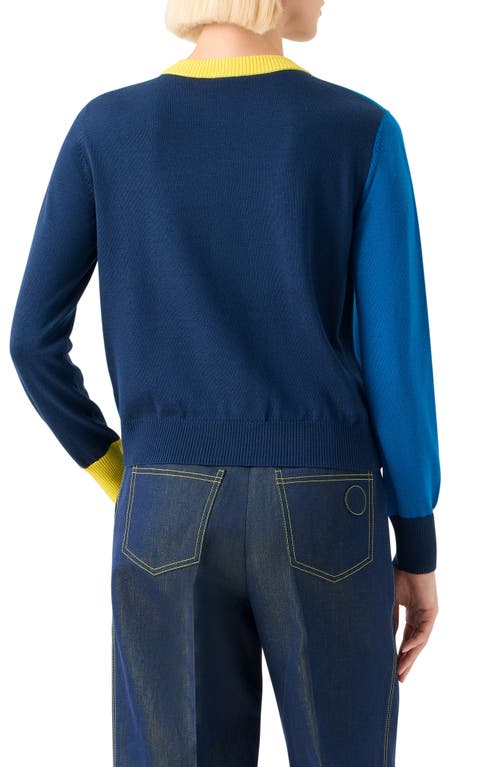 Akris Punto Colorblock Virgin Wool Sweater In Blue