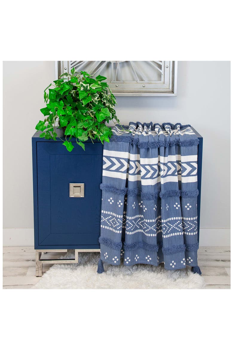 Niko Tasseled Throw Blanket, Alternate, color, BLUE