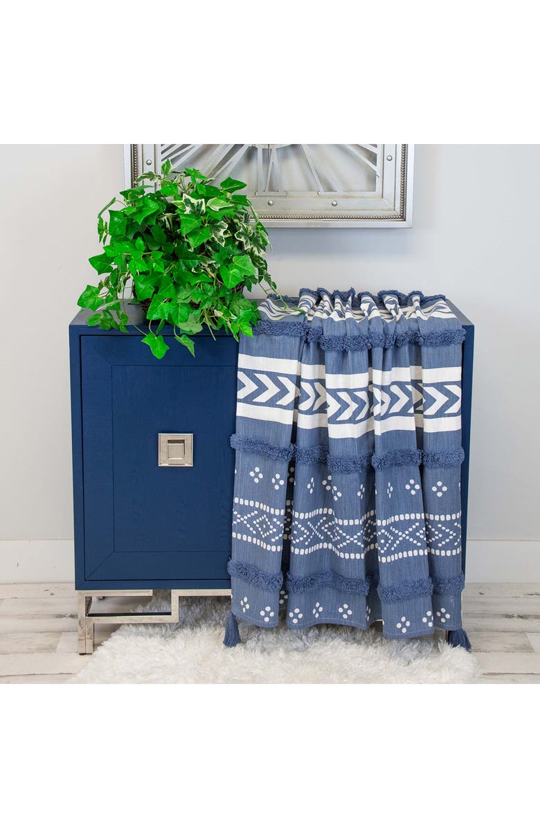 PARKLAND COLLECTION Niko Tasseled Throw Blanket, Alternate, color, Blue
