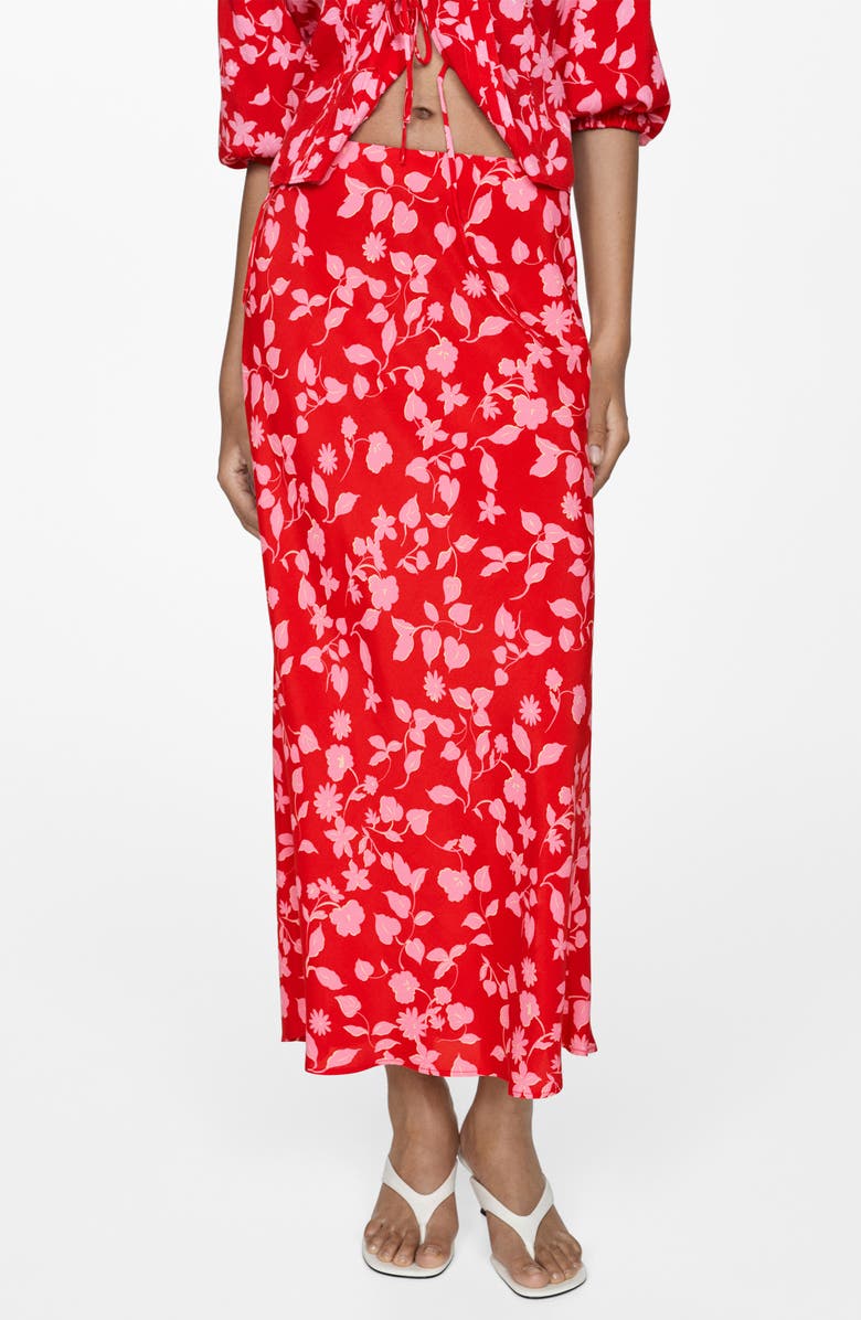 MANGO Floral Maxi Skirt, Main, color, Red