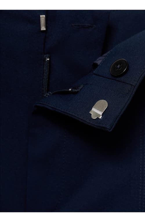 Mango Seamed High Waist Straight Leg Twill Shorts In Blue