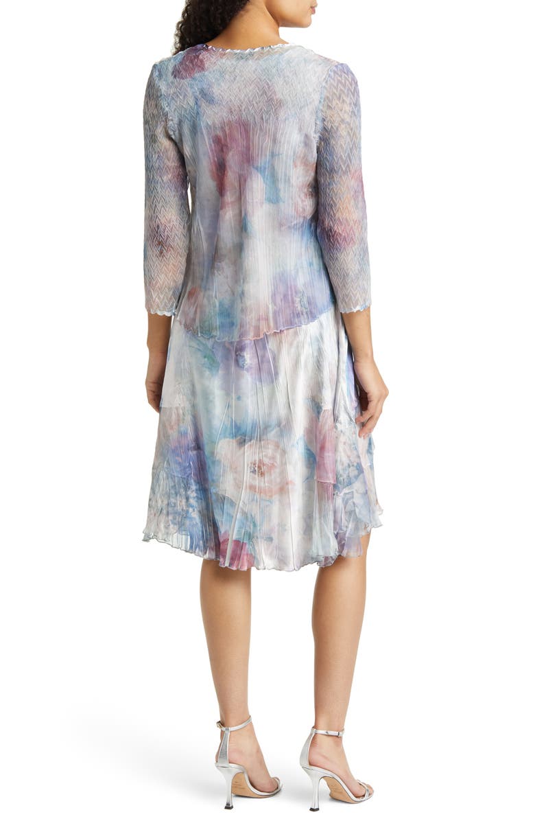 Komarov Print Charmeuse & Chiffon Midi Dress & Jacket, Alternate, color, 