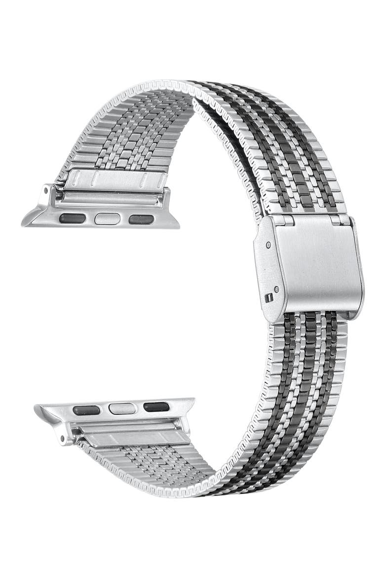 Eliza Stainless Steel Apple Watch® Watchband, Alternate, color, SILVER/BLACK