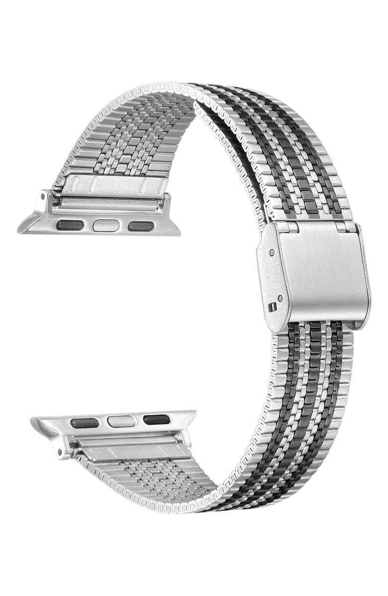 The Posh Tech Eliza Stainless Steel Apple Watch<sup>®</sup> Watchband, Alternate, color, Silver/Black