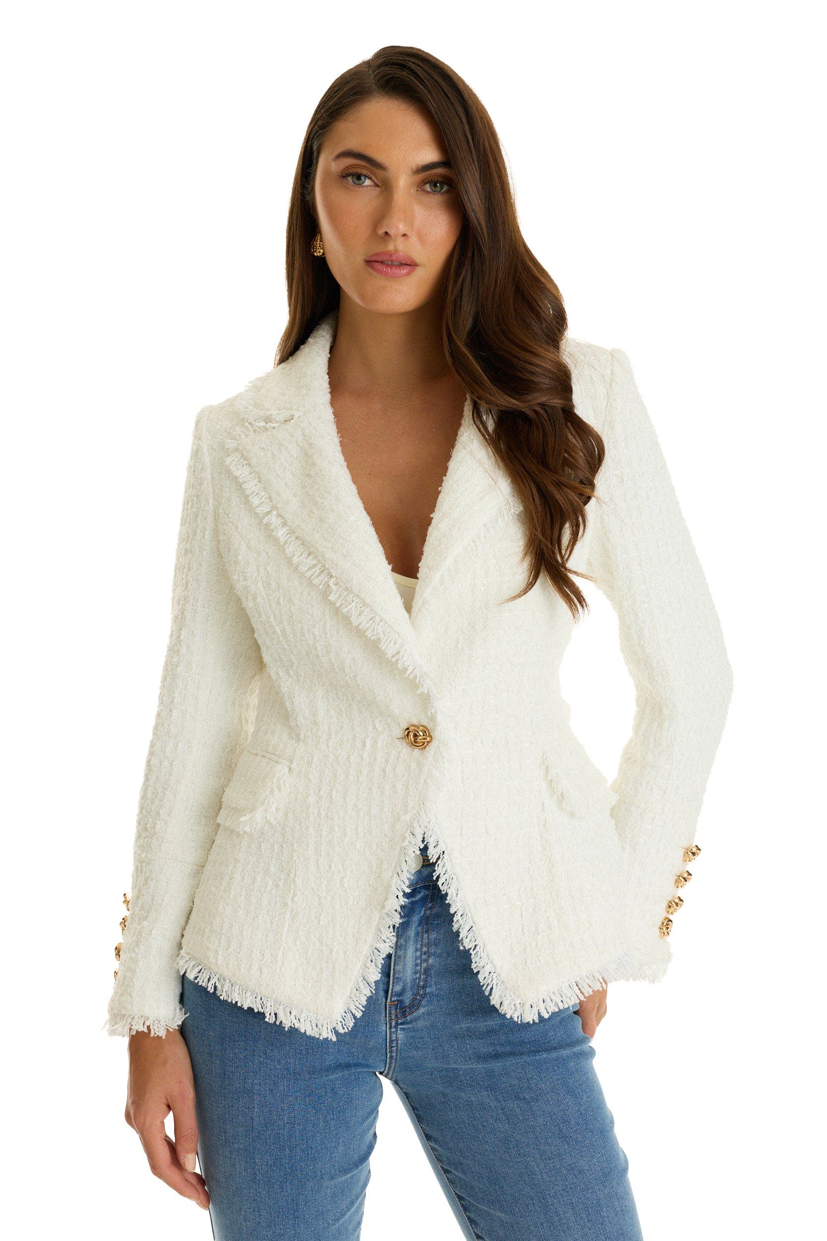 Giselle Single-Breasted Tweed Blazer (Women) | Nordstrom
