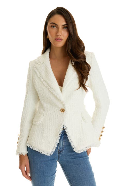 Giselle Single-Breasted Tweed Blazer