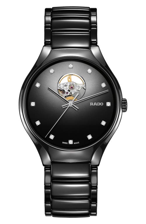 RADO True Secret Diamond Ceramic Bracelet Watch, 40mm in Black 