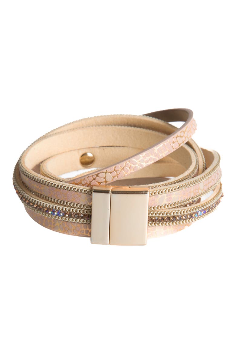 Faux Leather Strap Watch, Alternate, color, NUDE
