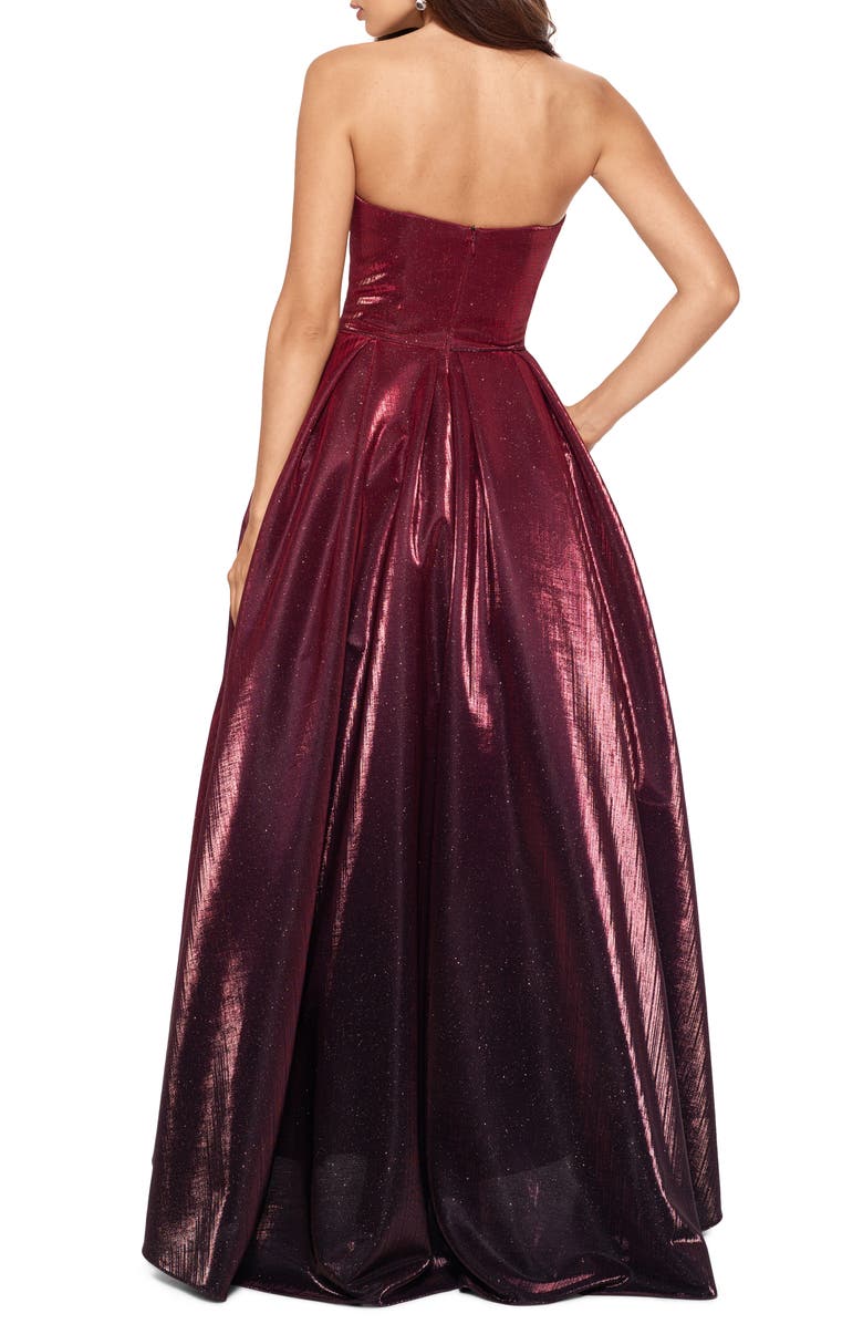 Betsy & Adam Strapless Ombré High/Low Gown, Alternate, color, 