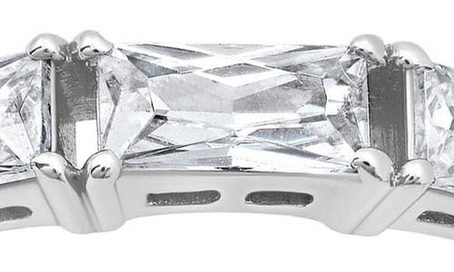 Crislu East West Baguette Cubic Zirconia Eternity Ring In Metallic
