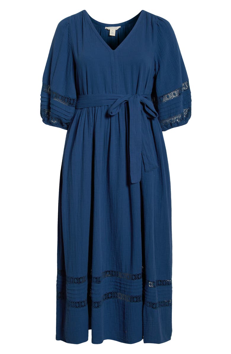 Caslon<sup>®</sup> Belted Cotton Maxi Dress, Alternate, color, Navy Denim