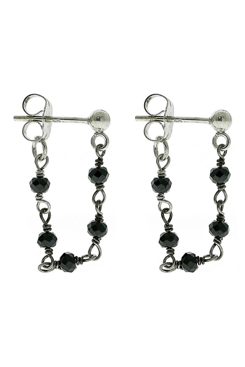 Rosary Drop Earrings, Main, color, BLACK RHODIUM