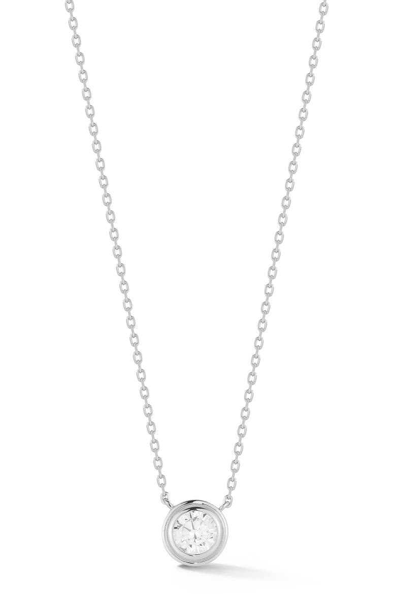 Bezel Set Cubic Zirconia Pendant Necklace, Main, color, SILVER