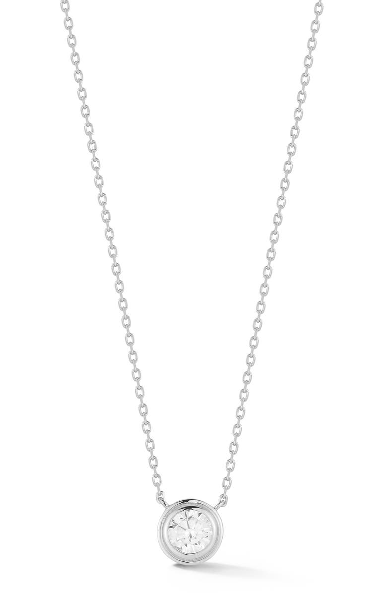 GLAZE JEWELRY Bezel Set Cubic Zirconia Pendant Necklace, Main, color, Silver