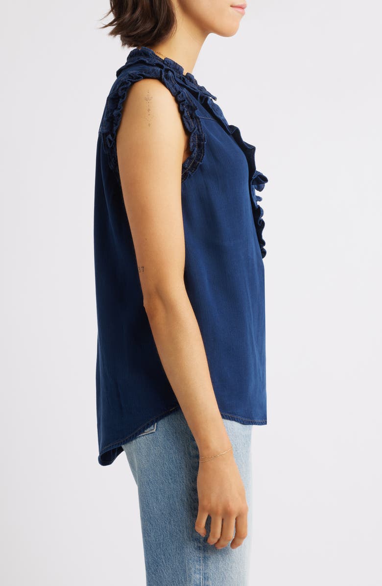 Wit & Wisdom Ruffle Accent Sleeveless Top, Alternate, color, Indigo