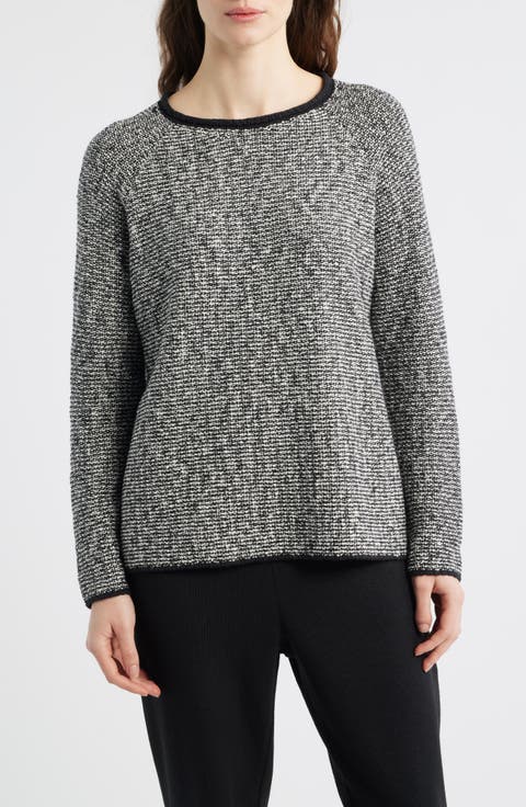 Jewel Neck Marled Knit Sweater