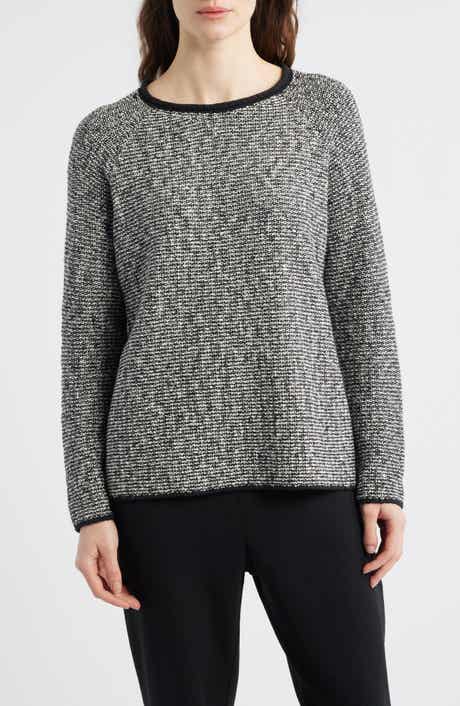 Eileen Fisher Jewel Neck Marled Knit Sweater